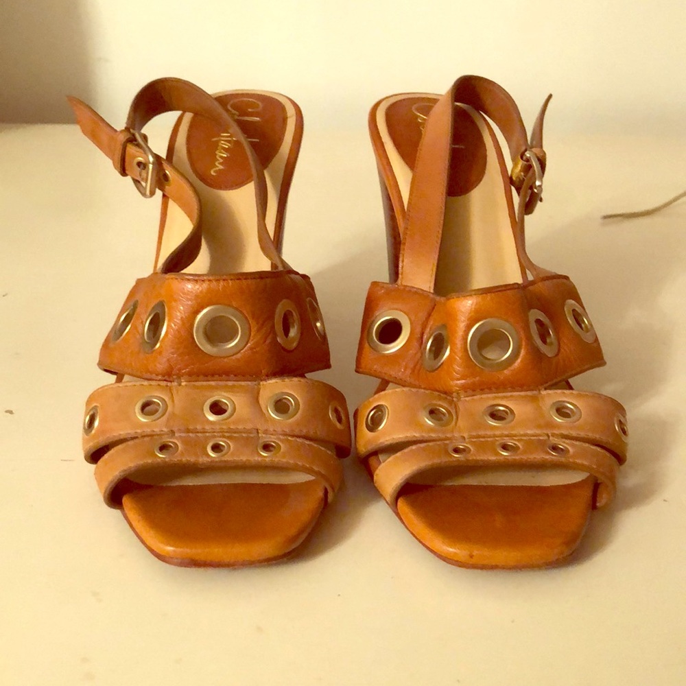 Cole Haan tan/ brown Sandal with 3 1/2" heel